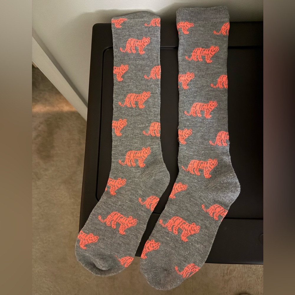 Long gray tiger socks